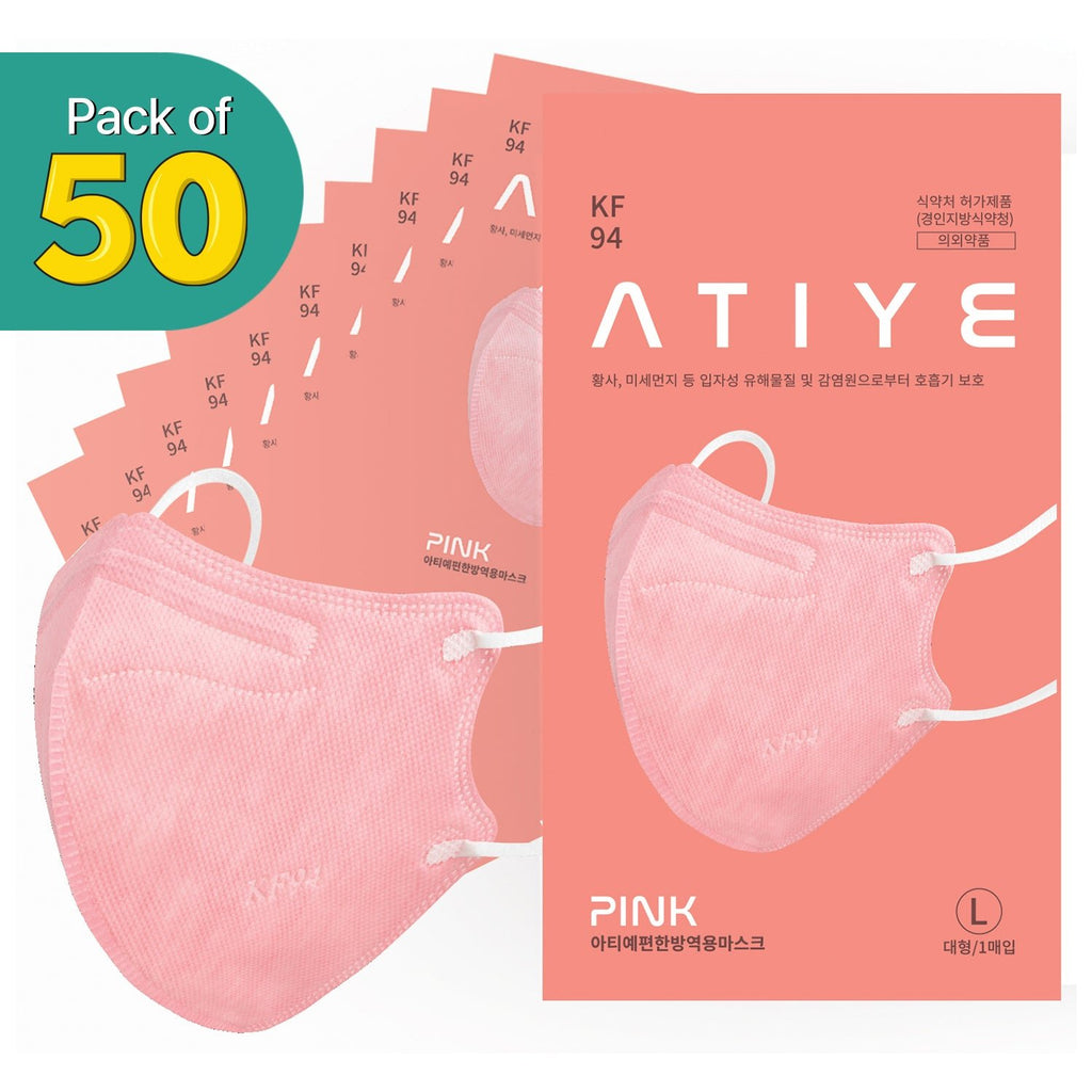 [50PCS] ATIYE KF94 Pink - Easy Breathing Mask | Made in Korea - KN FLAX