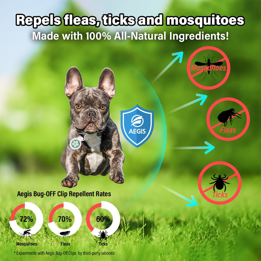 Aegis Bug-Off Clip for Dogs, Repelling Flea, Tick & Mosquito - KN FLAX