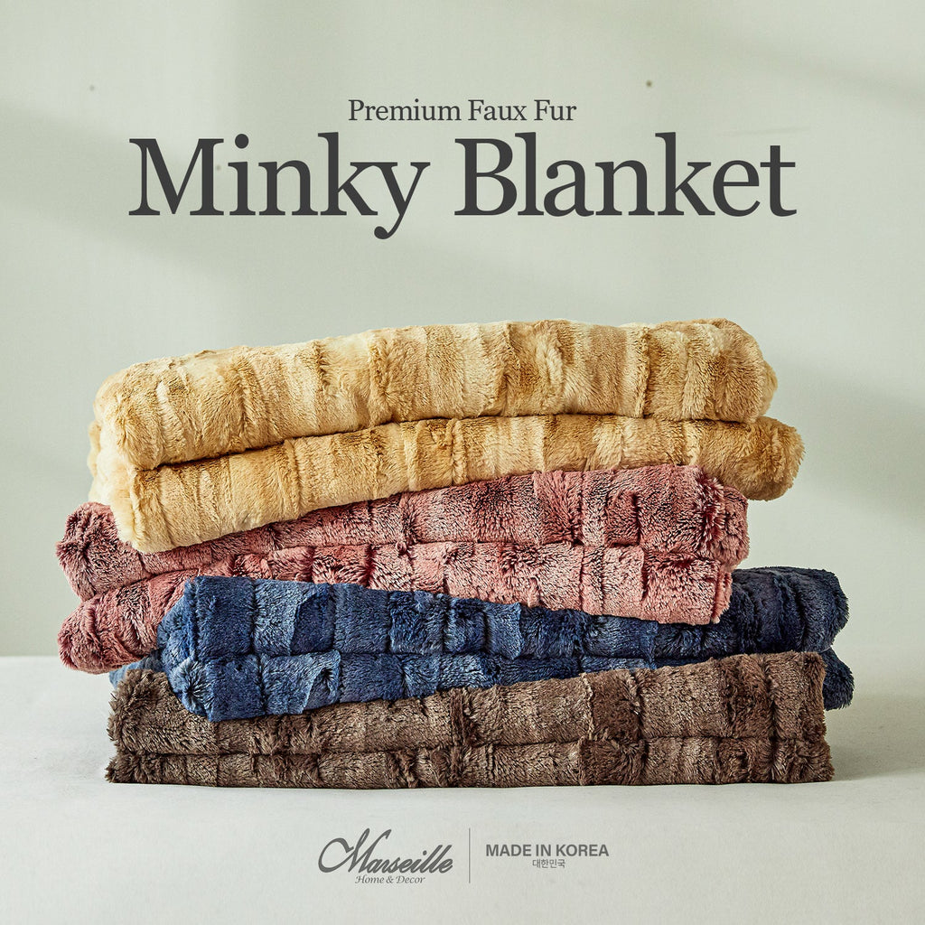 [Made in Korea] Premium Faux Fur Minky Blanket - Dusty Rose - KN FLAX