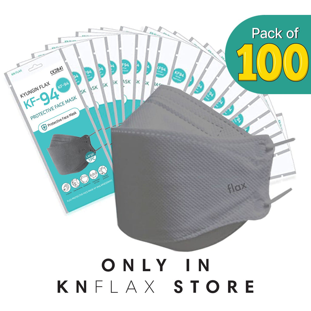 [100PCS] KN Flax KF94 Gray Mask Made in Korea | FDA Regd. - KN FLAX
