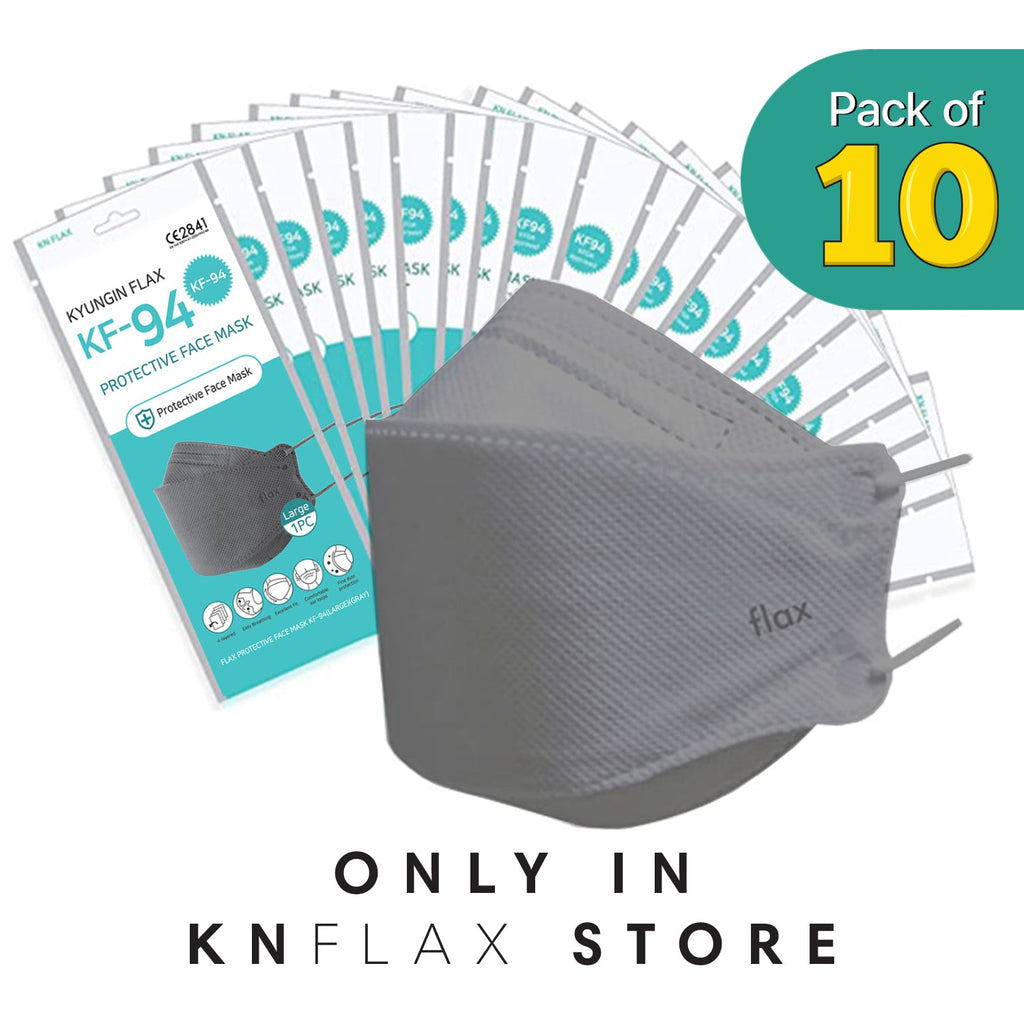 [10PCS] KN Flax KF94 Gray Mask Made in Korea | FDA Regd. - KN FLAX