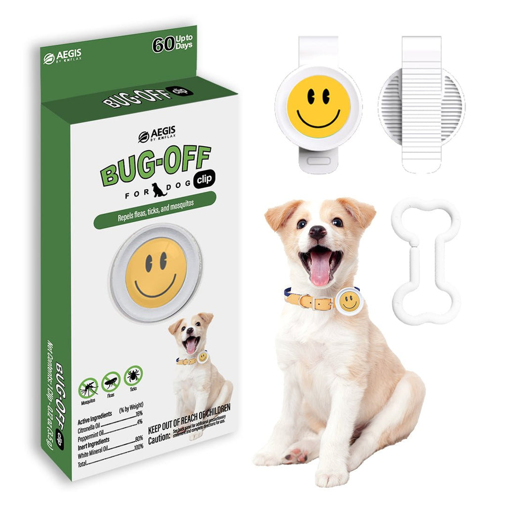 Aegis Bug-Off Clip for Dogs, Repelling Flea, Tick & Mosquito - Smile - KN FLAX