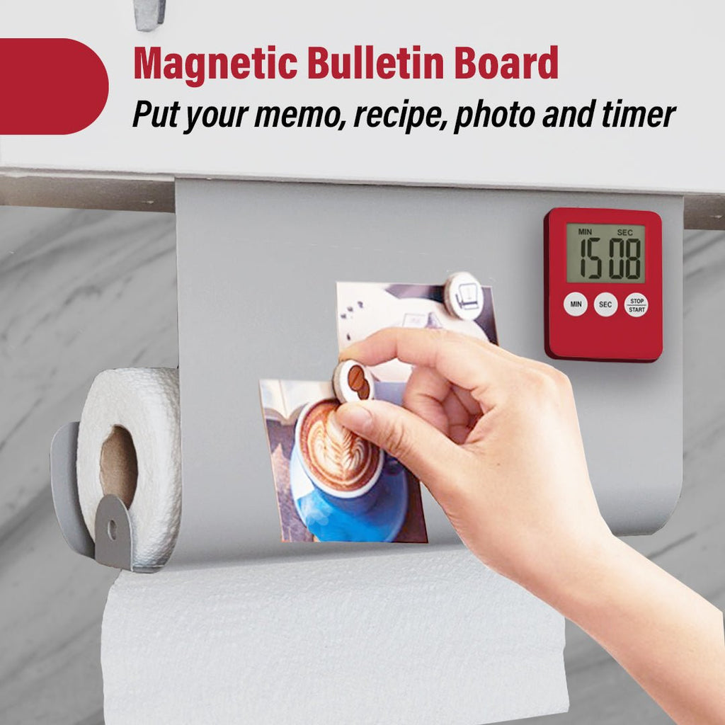 Paper Towel Holder Under Cabinet, With Magnetic Bulletin Board, No Drilling - KN FLAX